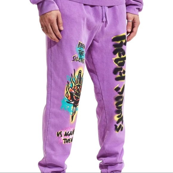 Rebel Saints By Affliction Men's Jogger Panther Sweatpants Heavyweight $158 - Picture 5 of 7